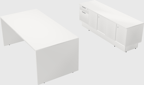 Parallel desk with low credenza