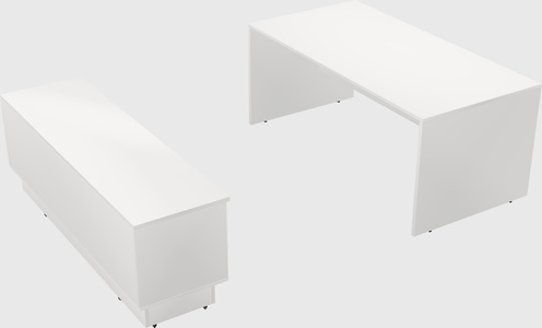 Parallel desk with low credenza