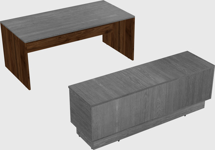 Parallel desk with low credenza