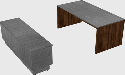 Parallel desk with low credenza