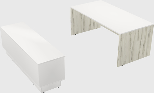 Parallel desk with low credenza
