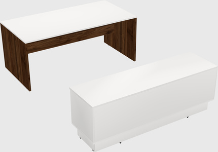 Parallel desk with low credenza