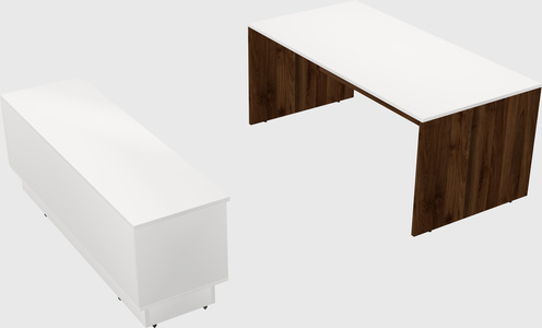 Parallel desk with low credenza