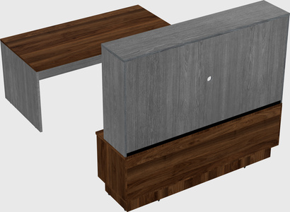 Parallel desk with low credenza
