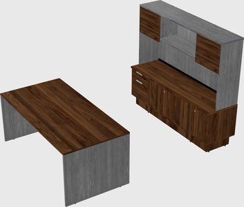 Parallel desk with low credenza