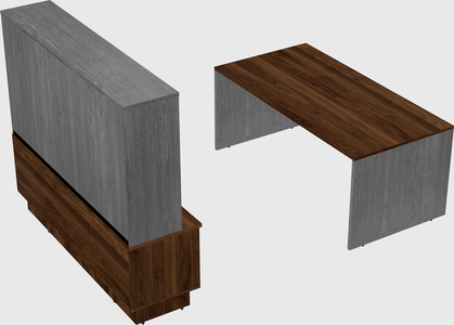 Parallel desk with low credenza