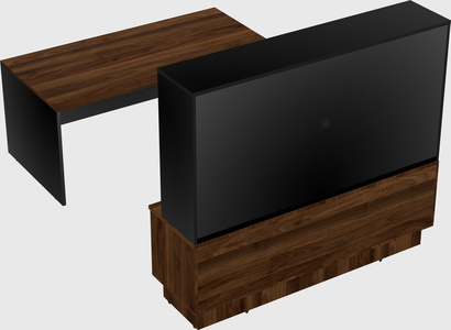 Parallel desk with low credenza
