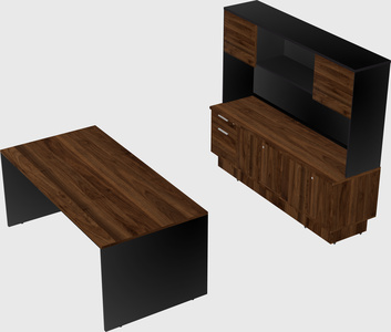 Parallel desk with low credenza