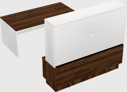 Parallel desk with low credenza
