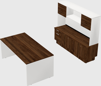 Parallel desk with low credenza