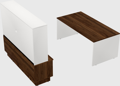 Parallel desk with low credenza