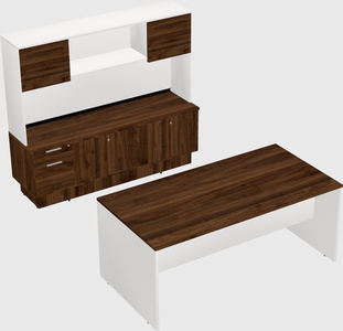 Parallel desk with low credenza