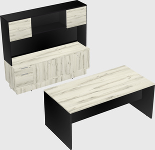 Parallel desk with low credenza