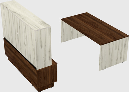 Parallel desk with low credenza