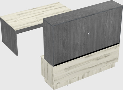 Parallel desk with low credenza