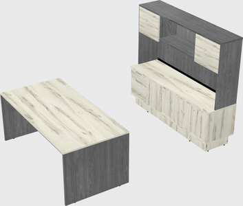 Parallel desk with low credenza
