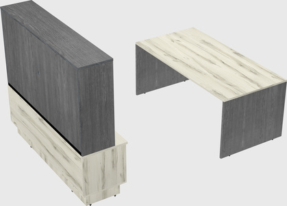Parallel desk with low credenza