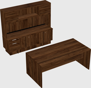 Parallel desk with low credenza
