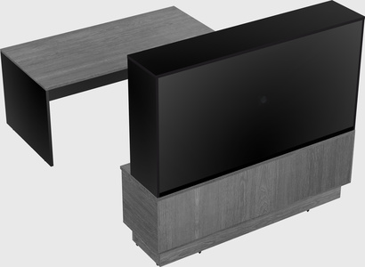 Parallel desk with low credenza