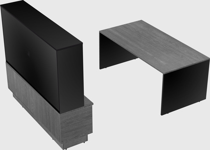 Parallel desk with low credenza