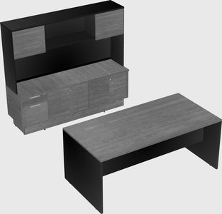 Parallel desk with low credenza