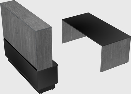 Parallel desk with low credenza