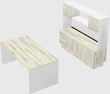 Parallel desk with low credenza