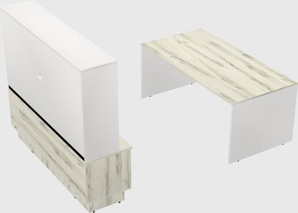 Parallel desk with low credenza