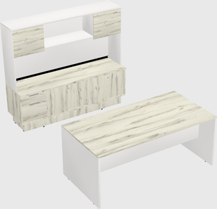 Parallel desk with low credenza