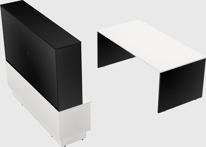 Parallel desk with low credenza