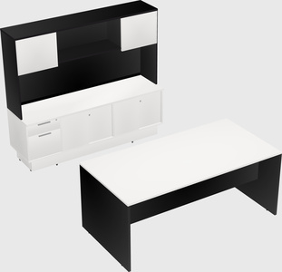 Parallel desk with low credenza