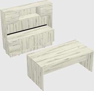 Parallel desk with low credenza