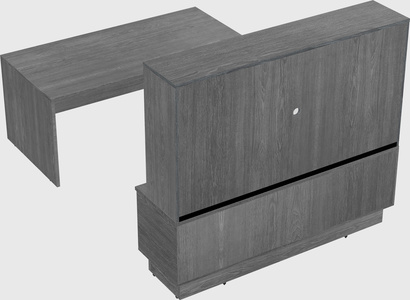 Parallel desk with low credenza