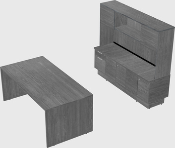 Parallel desk with low credenza