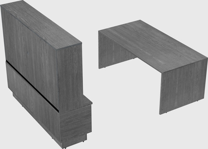 Parallel desk with low credenza