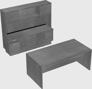 Parallel desk with low credenza