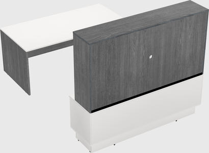 Parallel desk with low credenza
