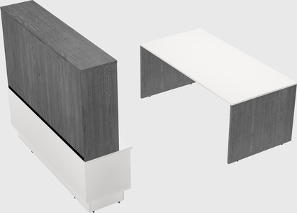 Parallel desk with low credenza