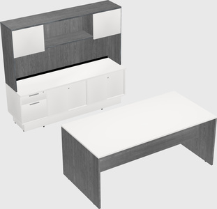 Parallel desk with low credenza