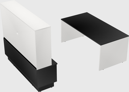 Parallel desk with low credenza