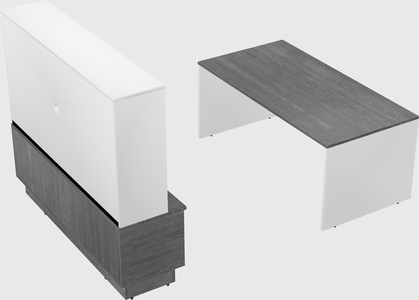 Parallel desk with low credenza
