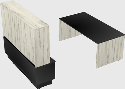 Parallel desk with low credenza