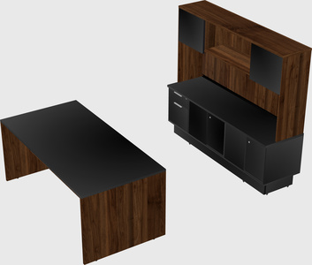 Parallel desk with low credenza