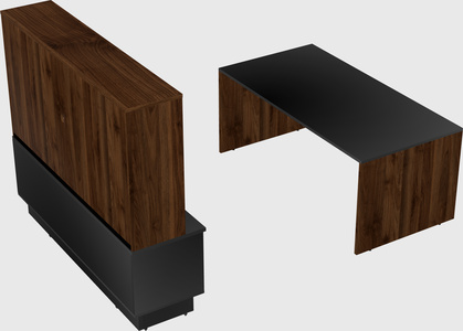 Parallel desk with low credenza