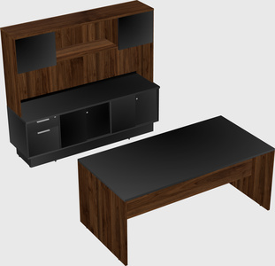 Parallel desk with low credenza