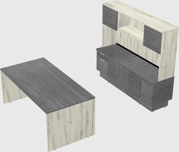 Parallel desk with low credenza