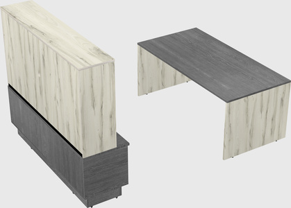 Parallel desk with low credenza