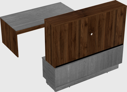 Parallel desk with low credenza