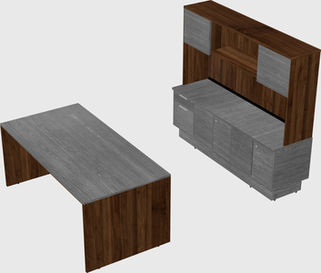 Parallel desk with low credenza