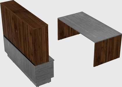 Parallel desk with low credenza